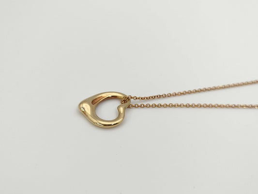 Tiffany&Co. Open Heart YG 750 4.3g Necklace 