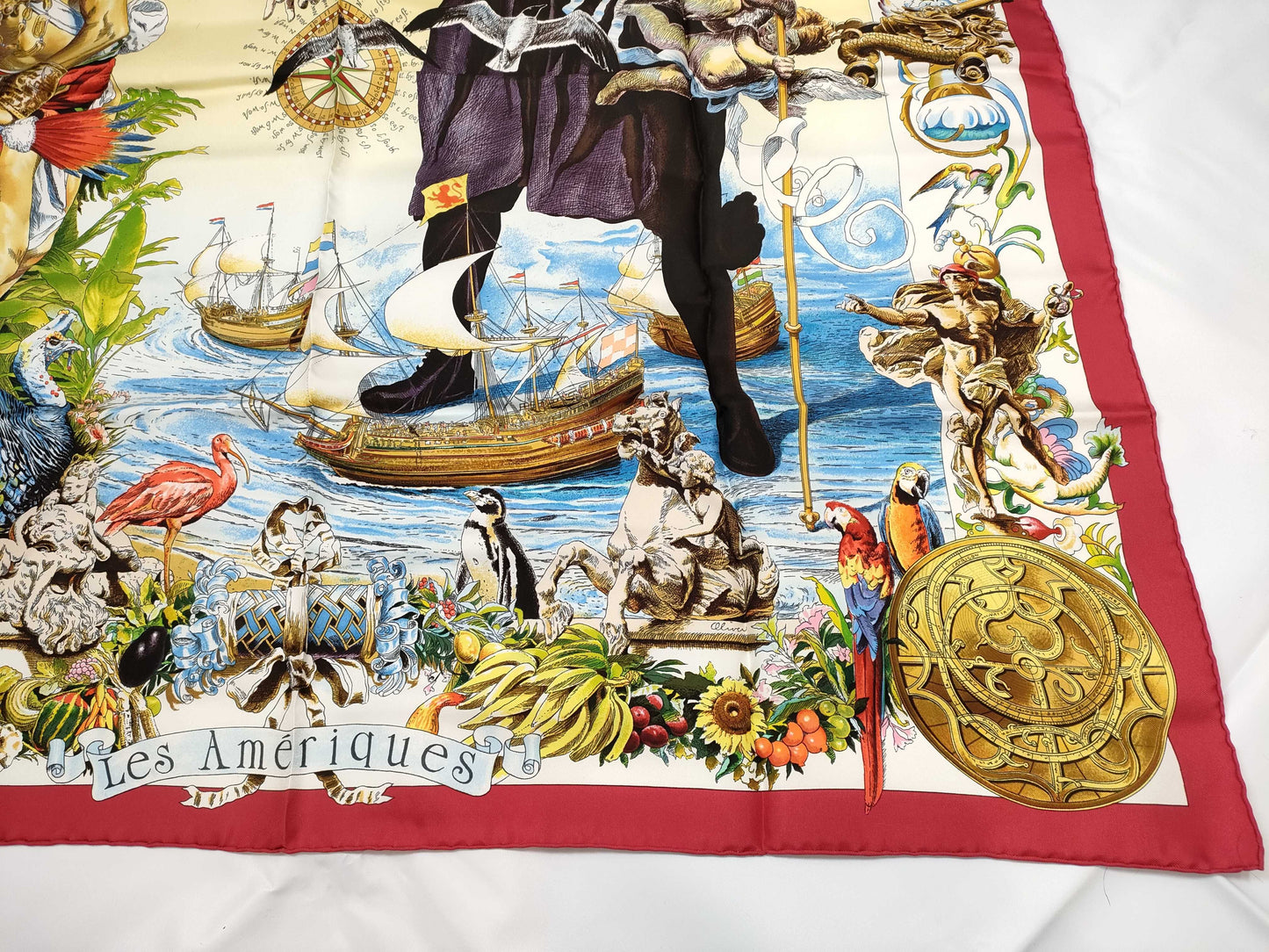 HERMES Carre HERMES Carre 90 Silk Scarf Les Zamerica Red Scarves