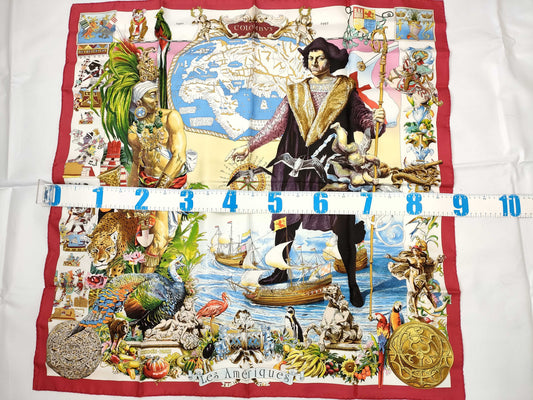 HERMES Carre HERMES Carre 90 Silk Scarf Les Zamerica Red Scarves