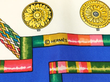 HERMES Boyfriend HERMES Boyfriend 90 Silk Scarf PETITE MAIN Seamstress Blue Scarf