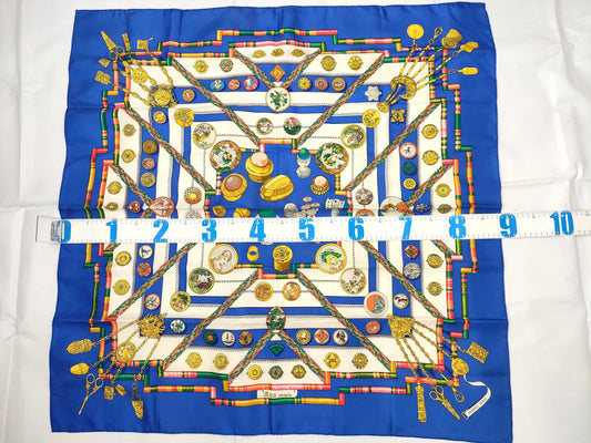 HERMES Boyfriend HERMES Boyfriend 90 Silk Scarf PETITE MAIN Seamstress Blue Scarf