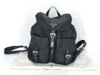 PRADA Nylon PRADA Nylon Rucksack Black Front Double Pocket W29cm Rucksack