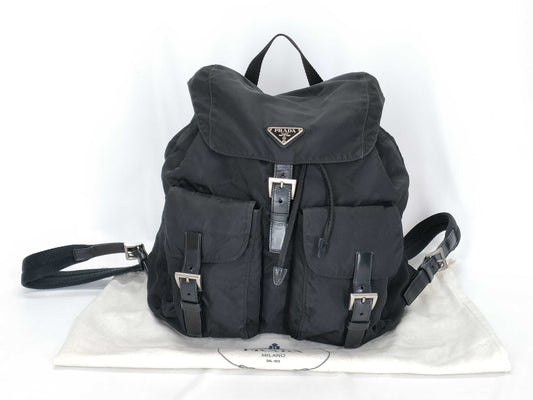 PRADA Nylon PRADA Nylon Rucksack Black Front Double Pocket W29cm Rucksack