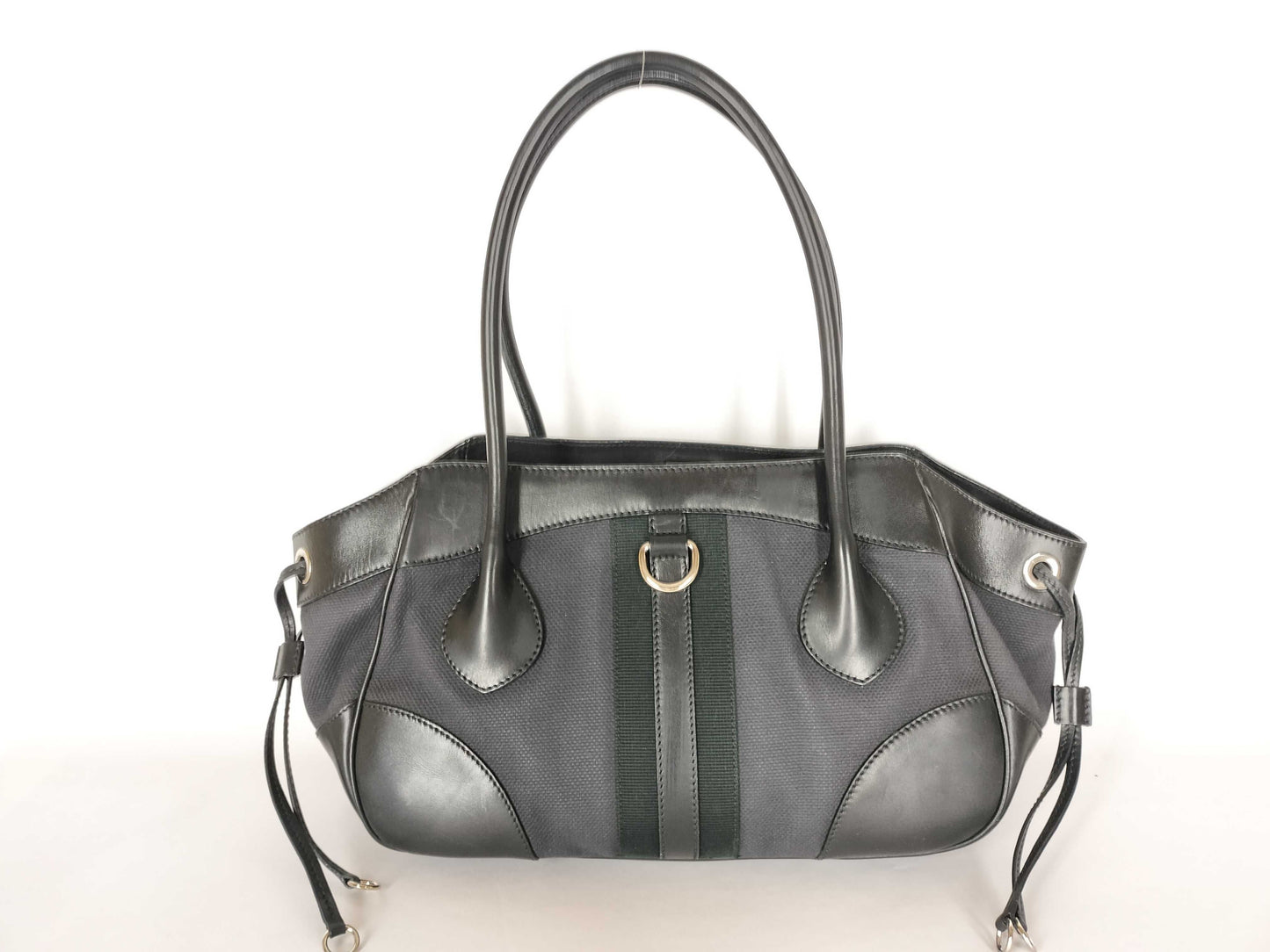 PRADA PRADA Leather Canvas Handbag Black W32cm Handbag