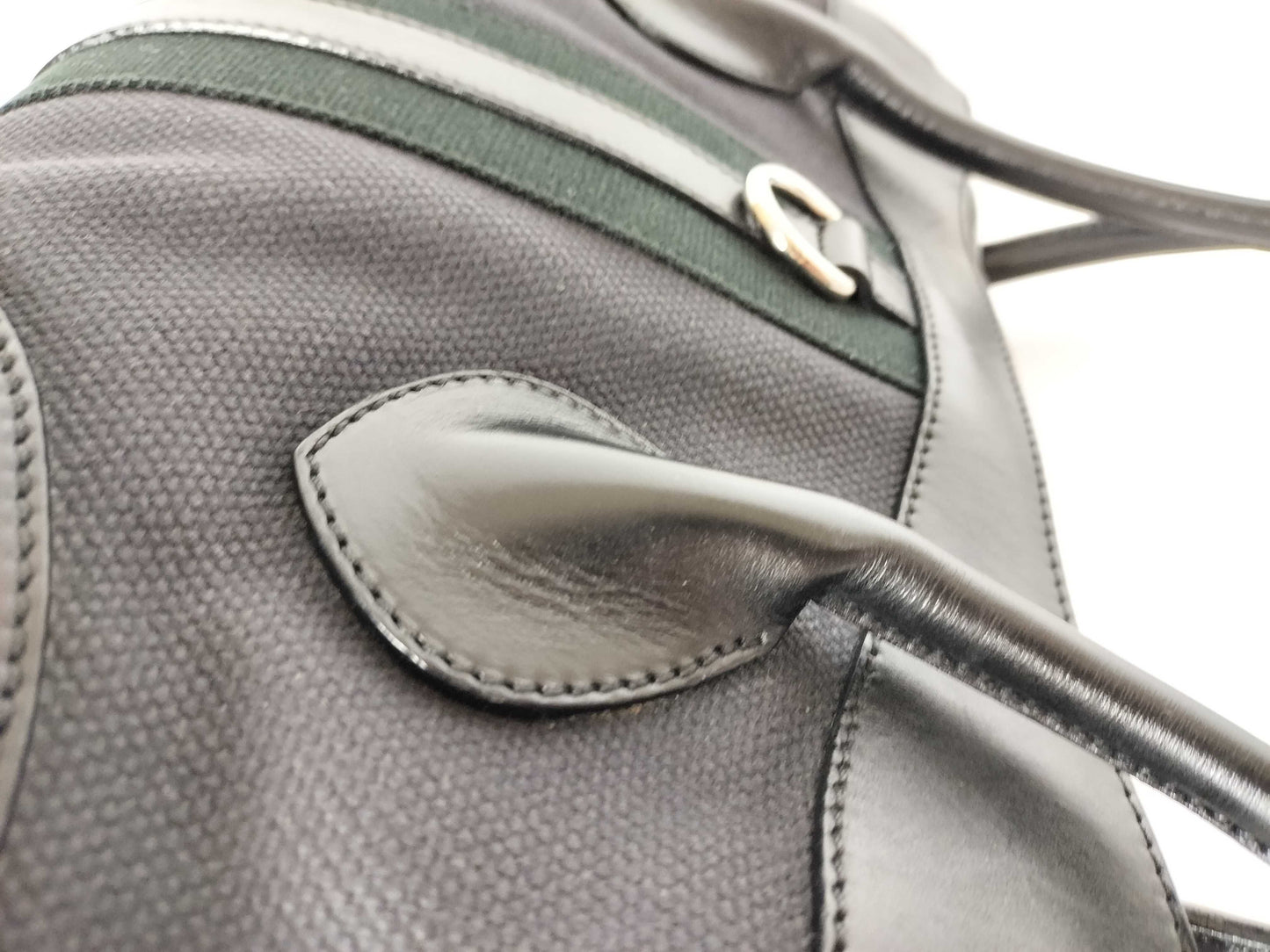 PRADA PRADA Leather Canvas Handbag Black W32cm Handbag