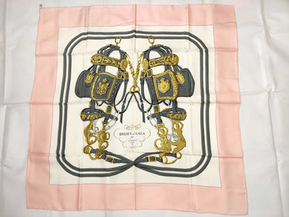 HERMES Carre HERMES Carre 90 Silk Scarf Ceremonial Horse Brie BRIDES DE GALA Pink Scarf