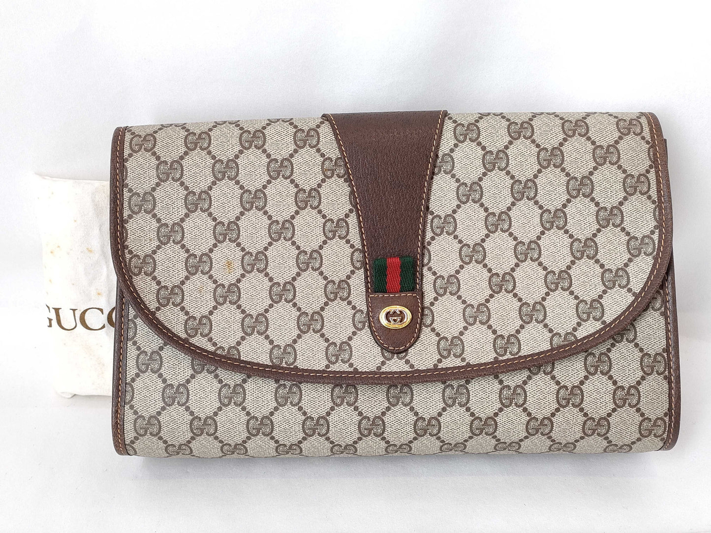 GUCCI GG Supreme GUCCI Sherry Second Bag 156.01.031 Beige/Brown W30cm Clutch Bag