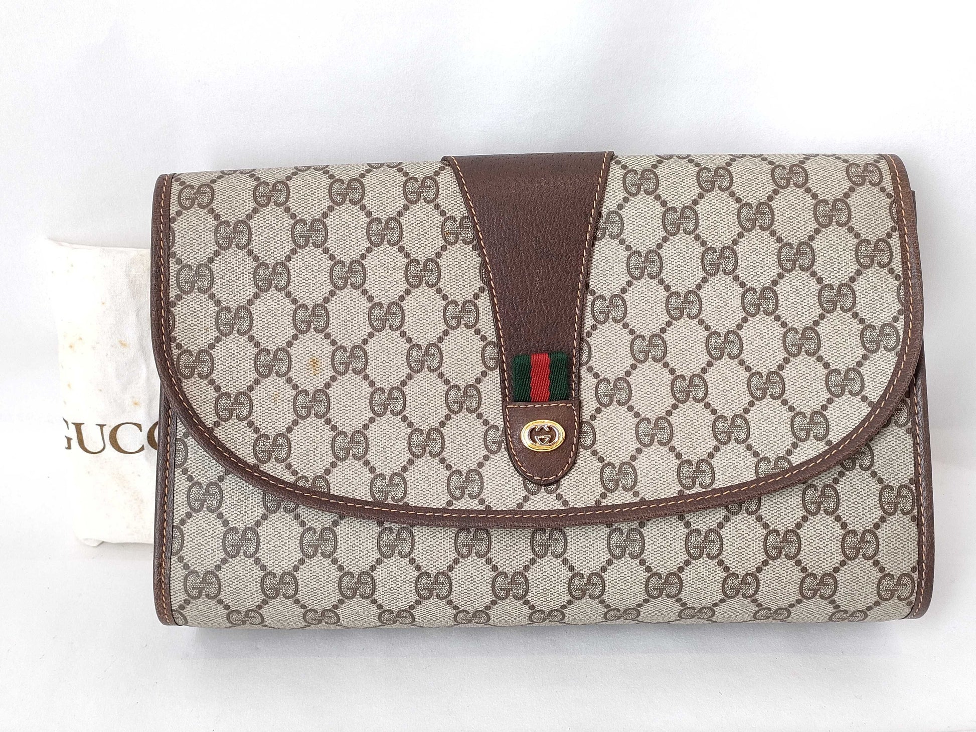 GUCCI GG Supreme GUCCI Sherry Second Bag 156.01.031 Beige/Brown W30cm Clutch Bag