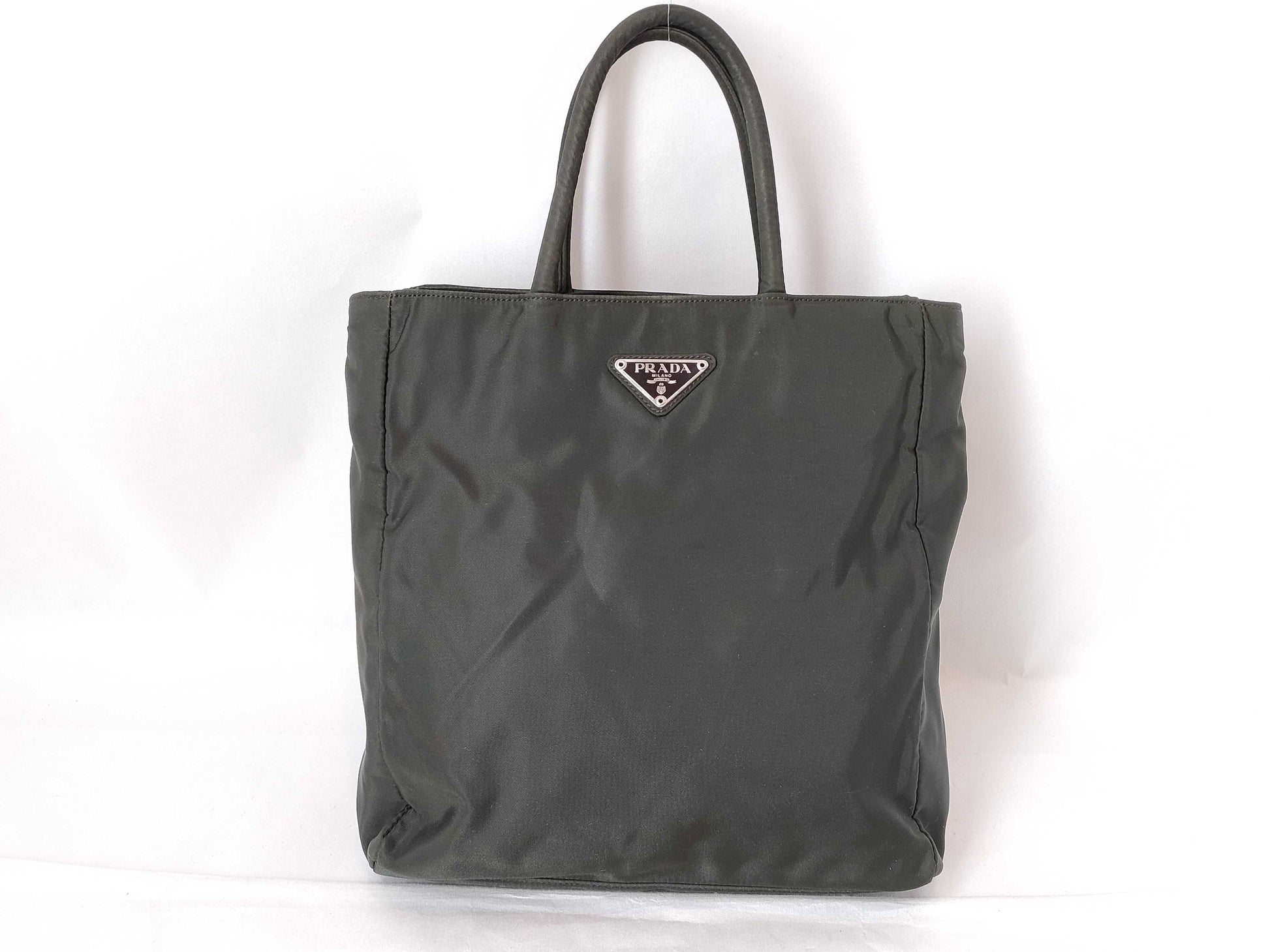 PRADA Nylon PRADA Triangle Logo Nylon Handbag Green W23cm Handbag