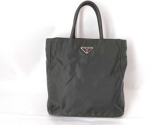 PRADA Nylon PRADA Triangle Logo Nylon Handbag Green W23cm Handbag