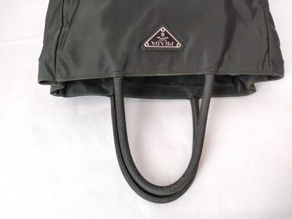 PRADA Nylon PRADA Triangle Logo Nylon Handbag Green W23cm Handbag