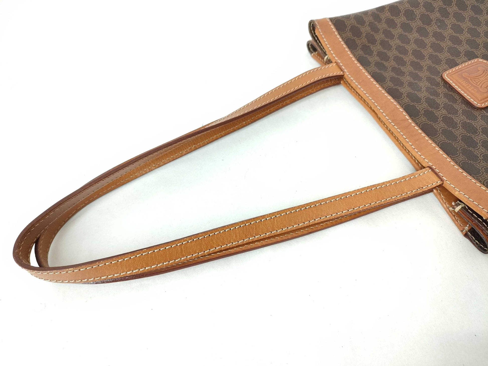 CELINE Macadam Semi Shoulder Bag Brown W20cm Tote Bag