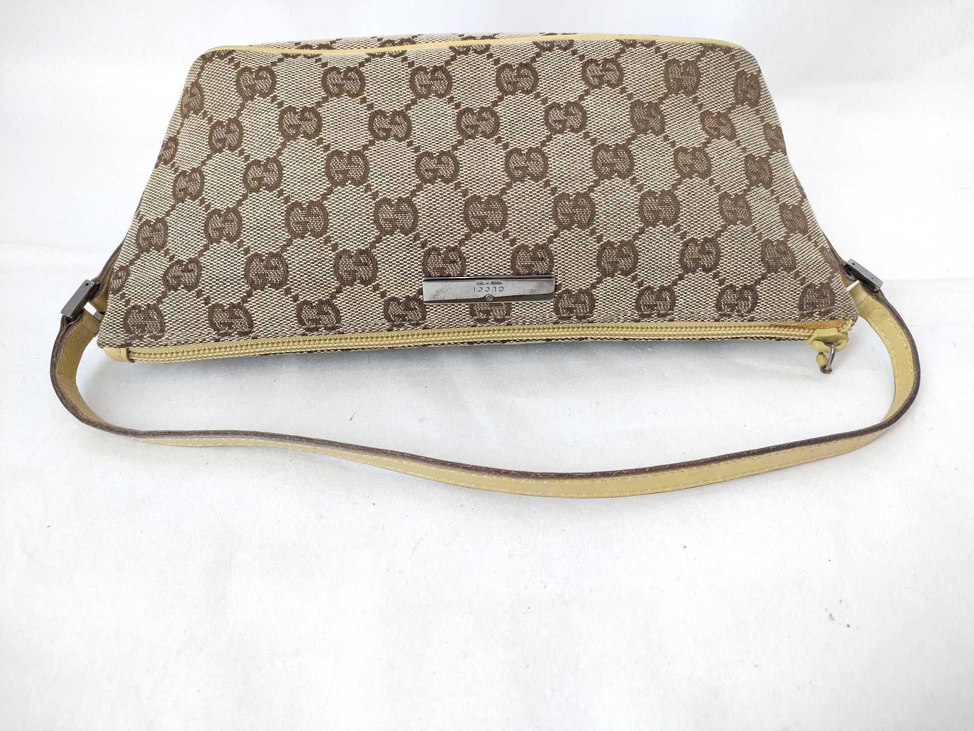GUCCI GG Canvas GUCCI GG Canvas Mini Bag 07198 Beige/Yellow W21cm Zipper Pull Thousand Pieces Handbag