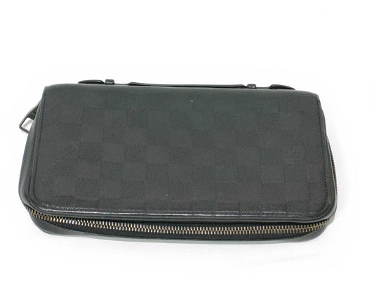 LOUIS VUITTON Damier Anfini Damier Anfini Zippy XL N61254 CA4125 Onyx Wallet