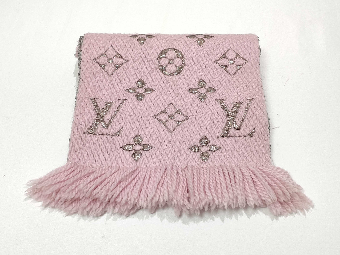 LOUIS VUITTON Monogram Echarp Logomania Shine M70466 Pink GM1129 Muffler