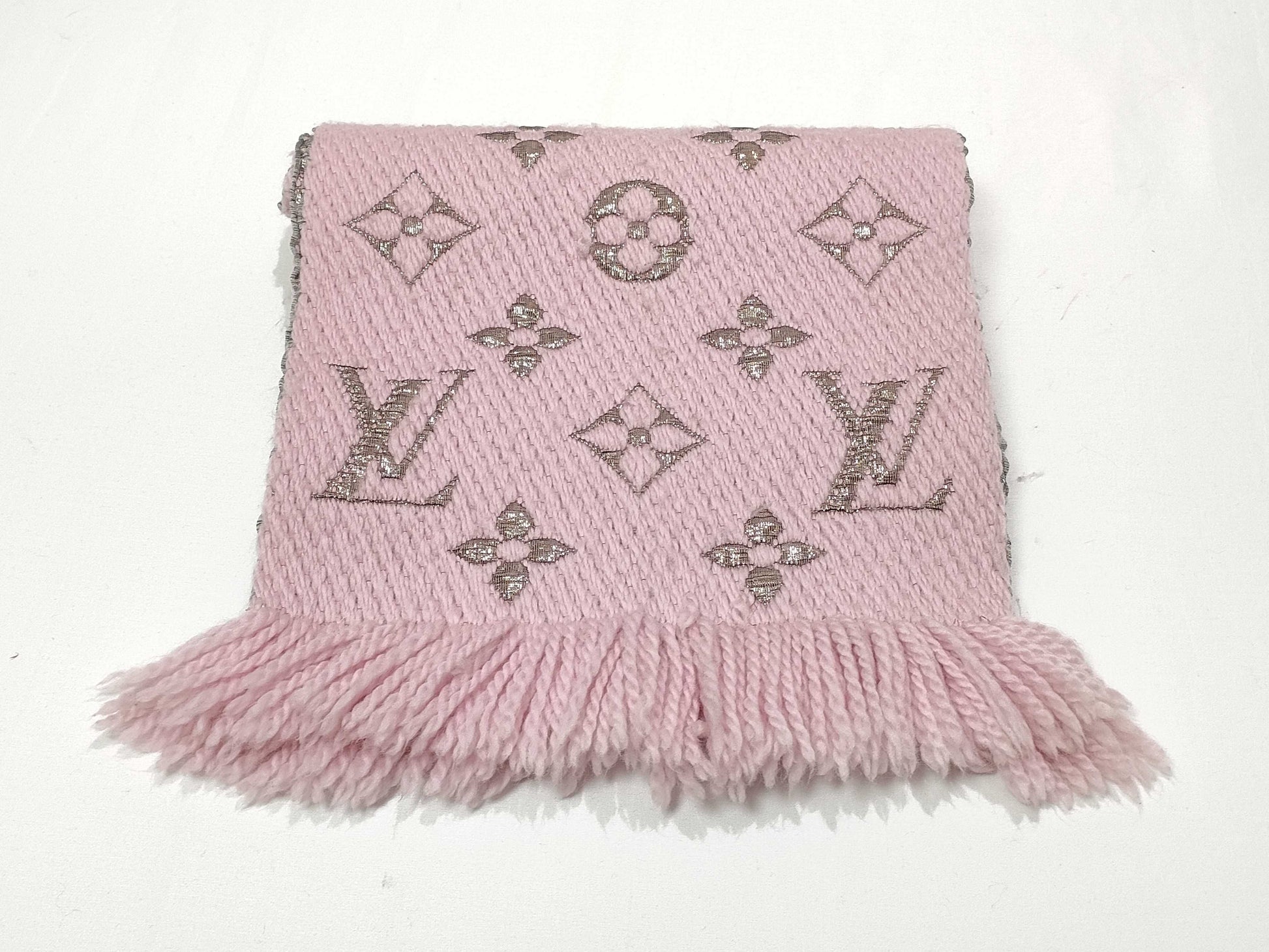 LOUIS VUITTON Monogram Echarp Logomania Shine M70466 Pink GM1129 Muffler