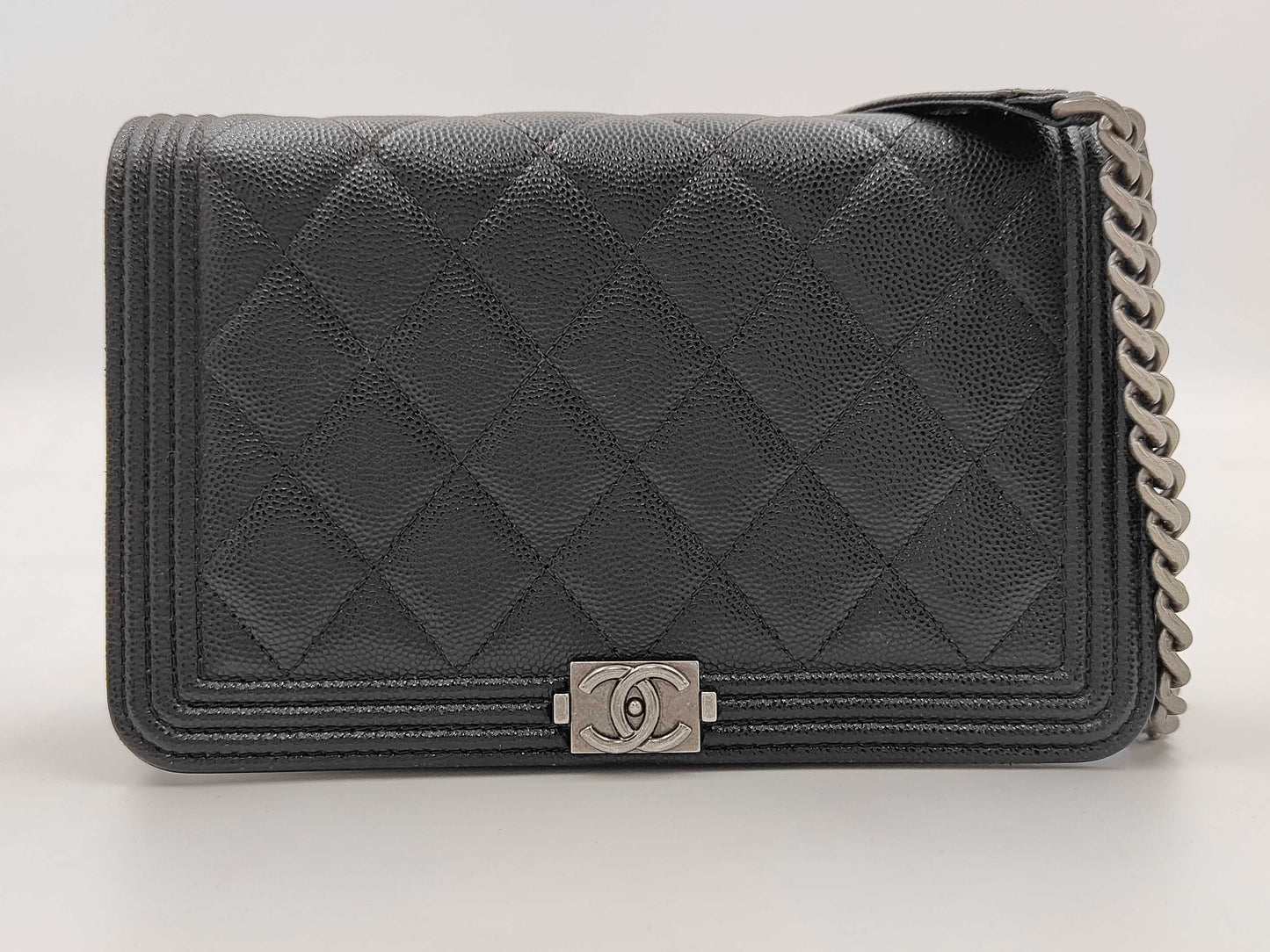 CHANEL Boy Chanel Chain Wallet Black Black Silver Hardware Serial Seal 29215122 Shoulder Bag