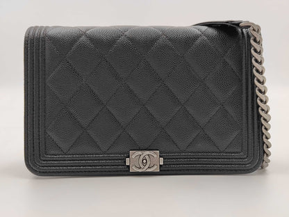 CHANEL Boy Chanel Chain Wallet Black Black Silver Hardware Serial Seal 29215122 Shoulder Bag