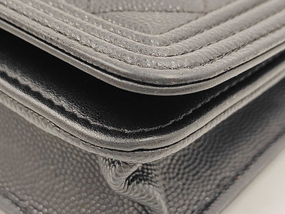 CHANEL Boy Chanel Chain Wallet Black Black Silver Hardware Serial Seal 29215122 Shoulder Bag