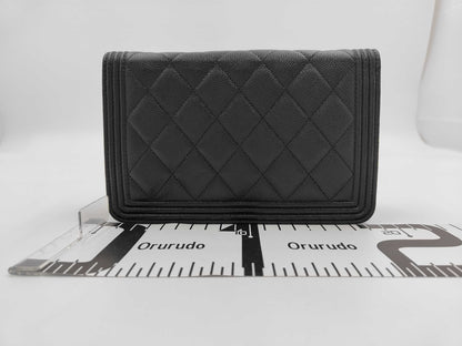 CHANEL Boy Chanel Chain Wallet Black Black Silver Hardware Serial Seal 29215122 Shoulder Bag