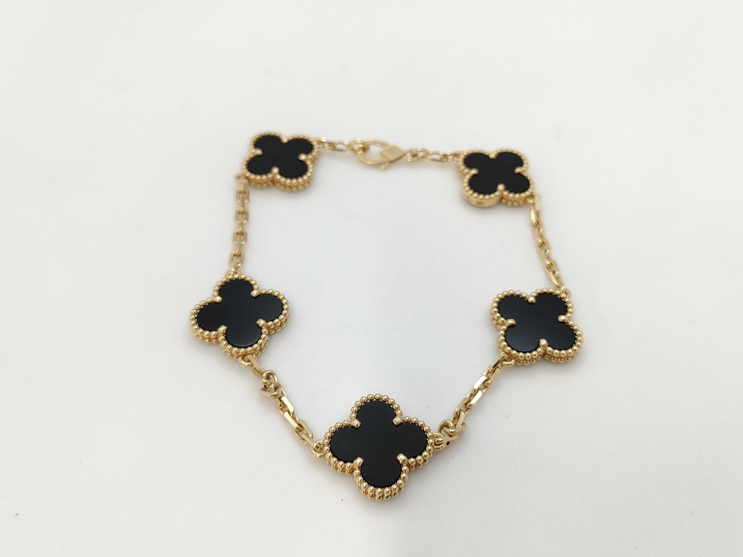 Van Cleef&Arpels Vintage Alhambra 5P Onyx YG Au750 11.5g Bracelet & Bangle 