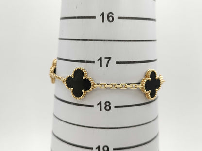 Van Cleef&Arpels Vintage Alhambra 5P Onyx YG Au750 11.5g Bracelet & Bangle 
