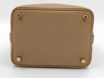 HERMES Picotan Lock 18 PM Chai Gold Hardware B-Engraved Pouch