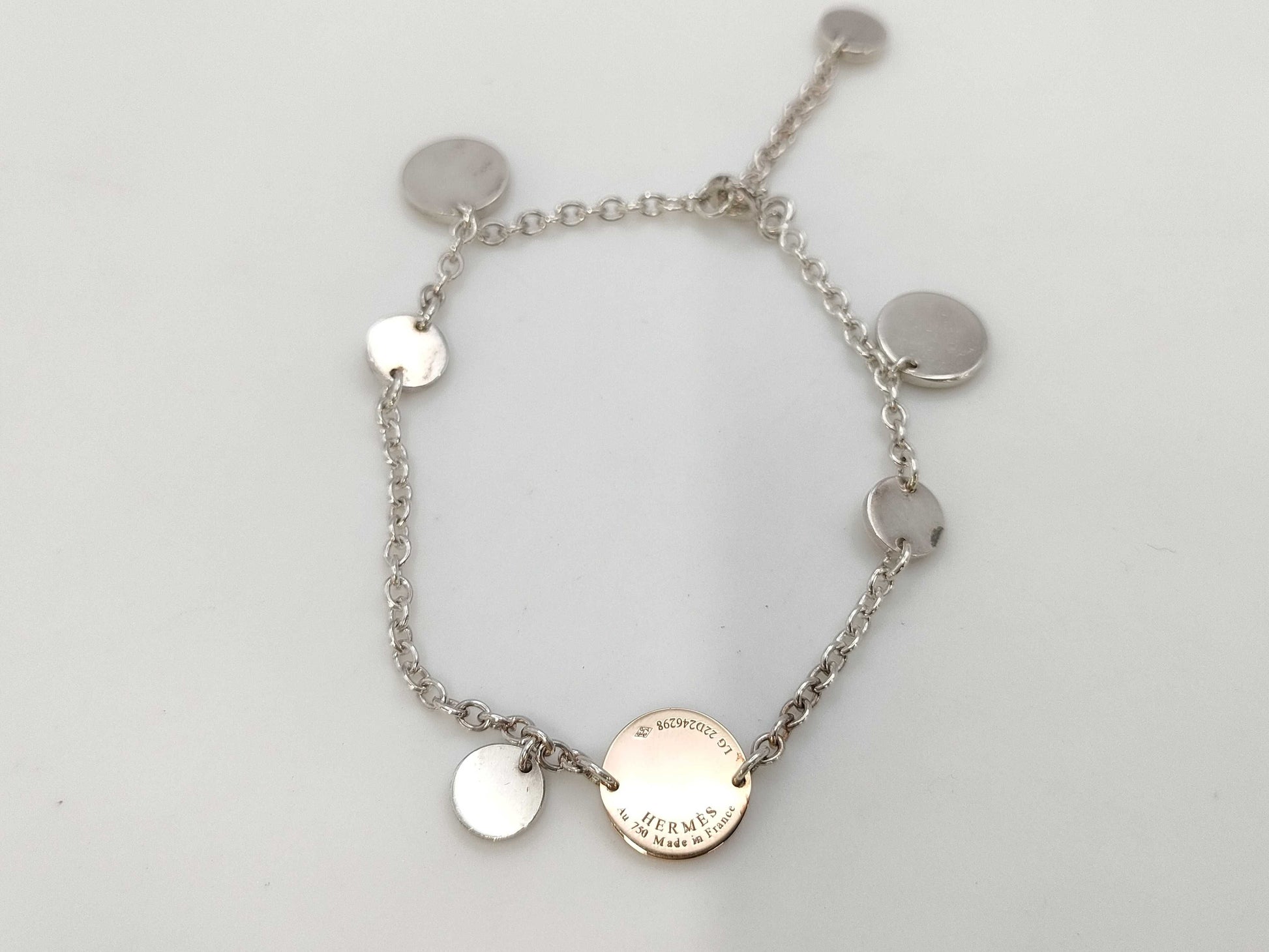 HERMES Ex-Libris PG SV925/Au750 8.0g Bracelet Bangle 