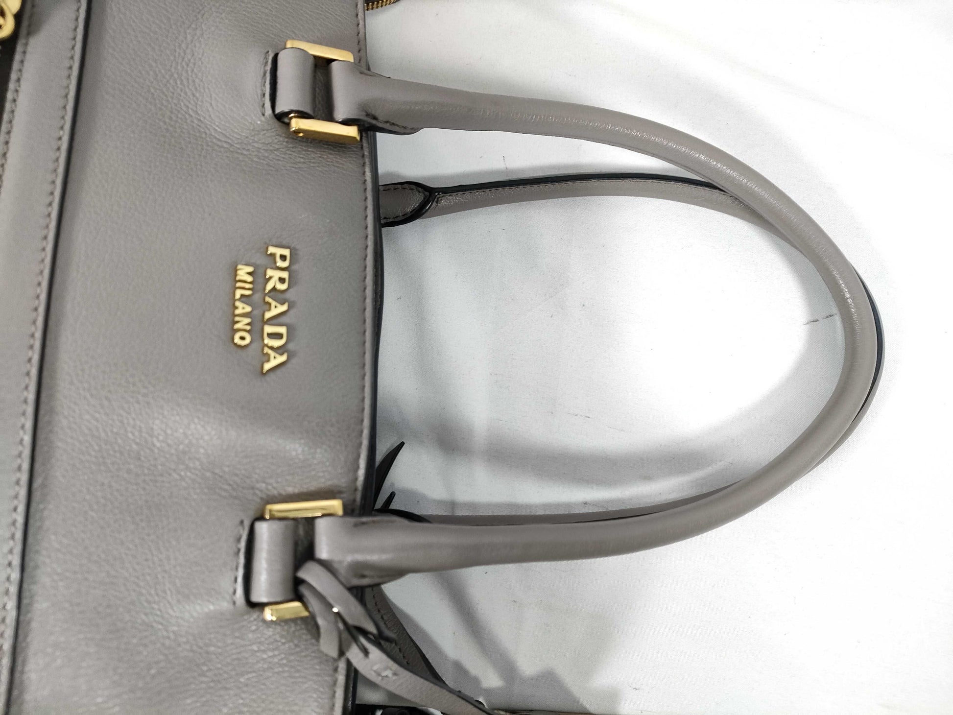 PRADA PRADA 2WAY Handbag Grey Leather 1BG227 Handbag