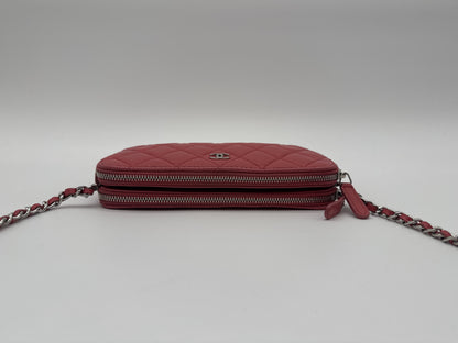 CHANEL CHANEL Shoulder Bag Caviar Skin Chain Wallet Matlasse Cocomark Pink Shoulder Bag