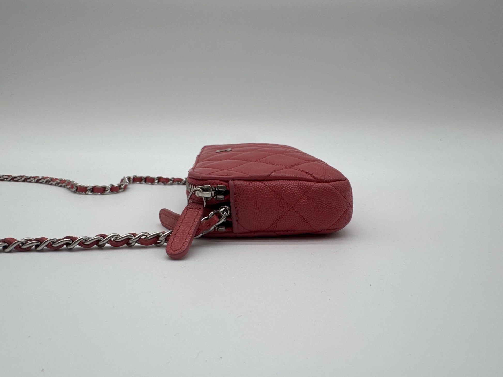 CHANEL CHANEL Shoulder Bag Caviar Skin Chain Wallet Matlasse Cocomark Pink Shoulder Bag