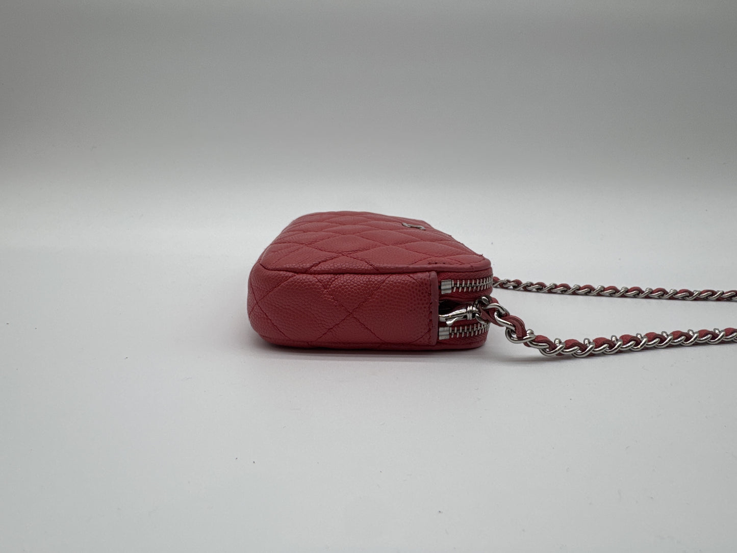 CHANEL CHANEL Shoulder Bag Caviar Skin Chain Wallet Matlasse Cocomark Pink Shoulder Bag