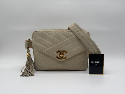CHANEL CHANEL Shoulder Bag Mademoiselle Coco Mark Turnlock Gold Hardware Fringe Suede Shoulder Bag