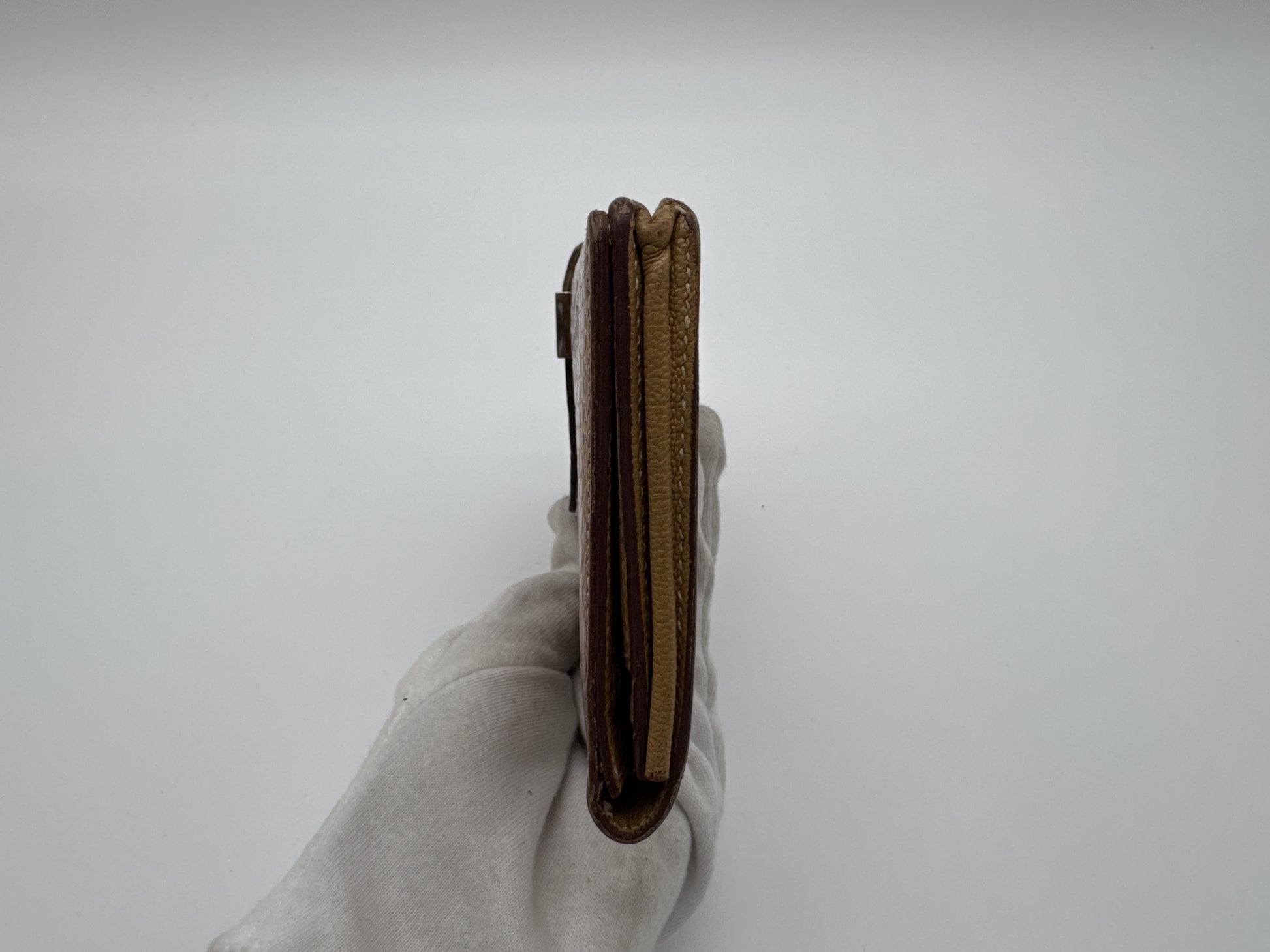 HERMES HERMES Long Wallet Bi-Fold Alligator Crocodile Beance Souffle Pouch