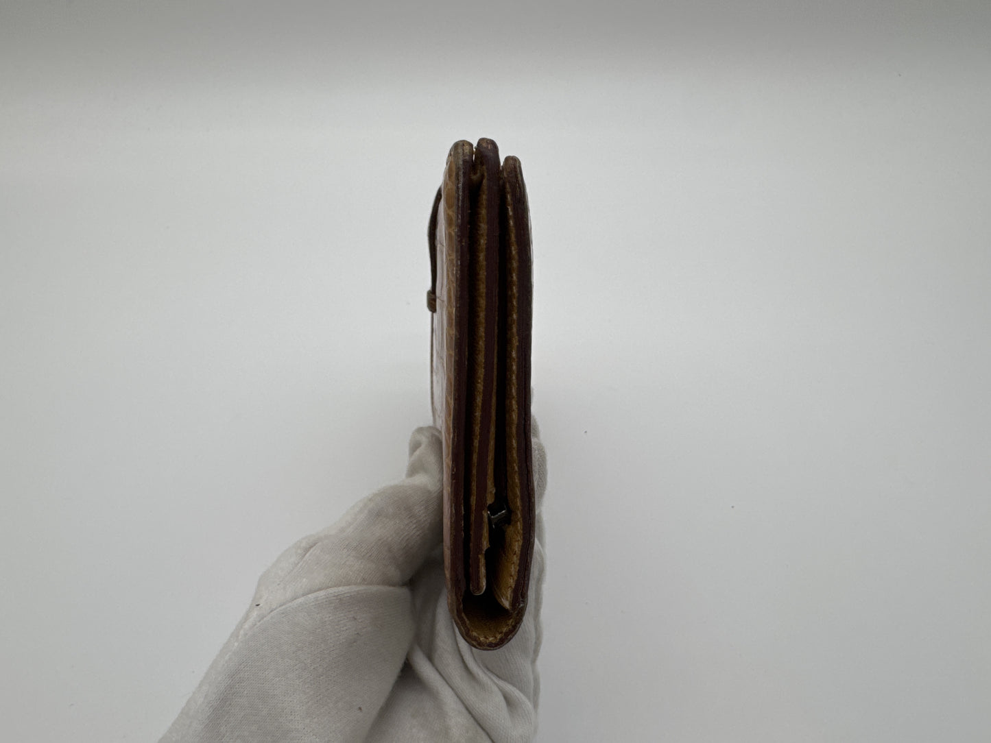 HERMES HERMES Long Wallet Bi-Fold Alligator Crocodile Beance Souffle Pouch