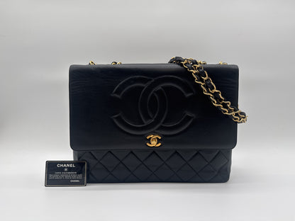 CHANEL CHANEL Shoulder Bag Deca Matlasse Coco Mark Turnlock Gold Fittings Black Shoulder Bag