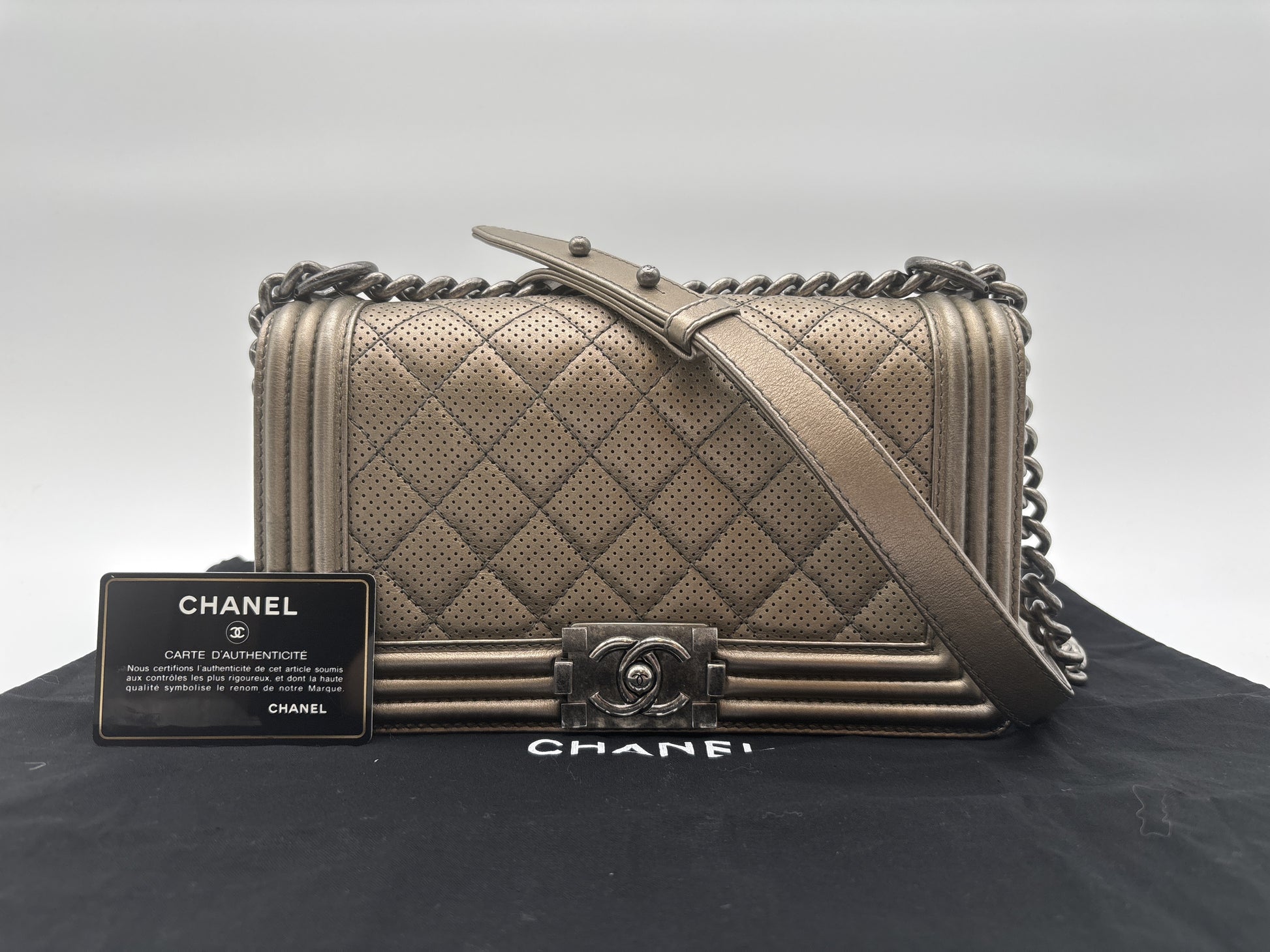 CHANEL Shoulder Bag Boy Perforated Matlasse Shoulder Bag