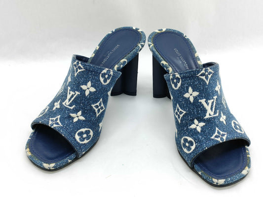 LOUIS VUITTON Monogram Denim LOUIS VUITTON Silhouette Line Denim Monogram Mule 36 Mule