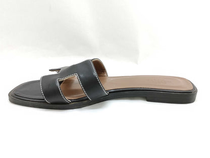 HERMES Hermes Hermes Oran Sandals Flat Black 35 Sandals
