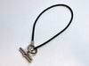 HERMES Granan Toggle Leather Choker Black Bracelet Bangle