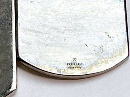 GUCCI Gucci Diamante Sima Double Dog Tag 925 Gunmetal Necklace