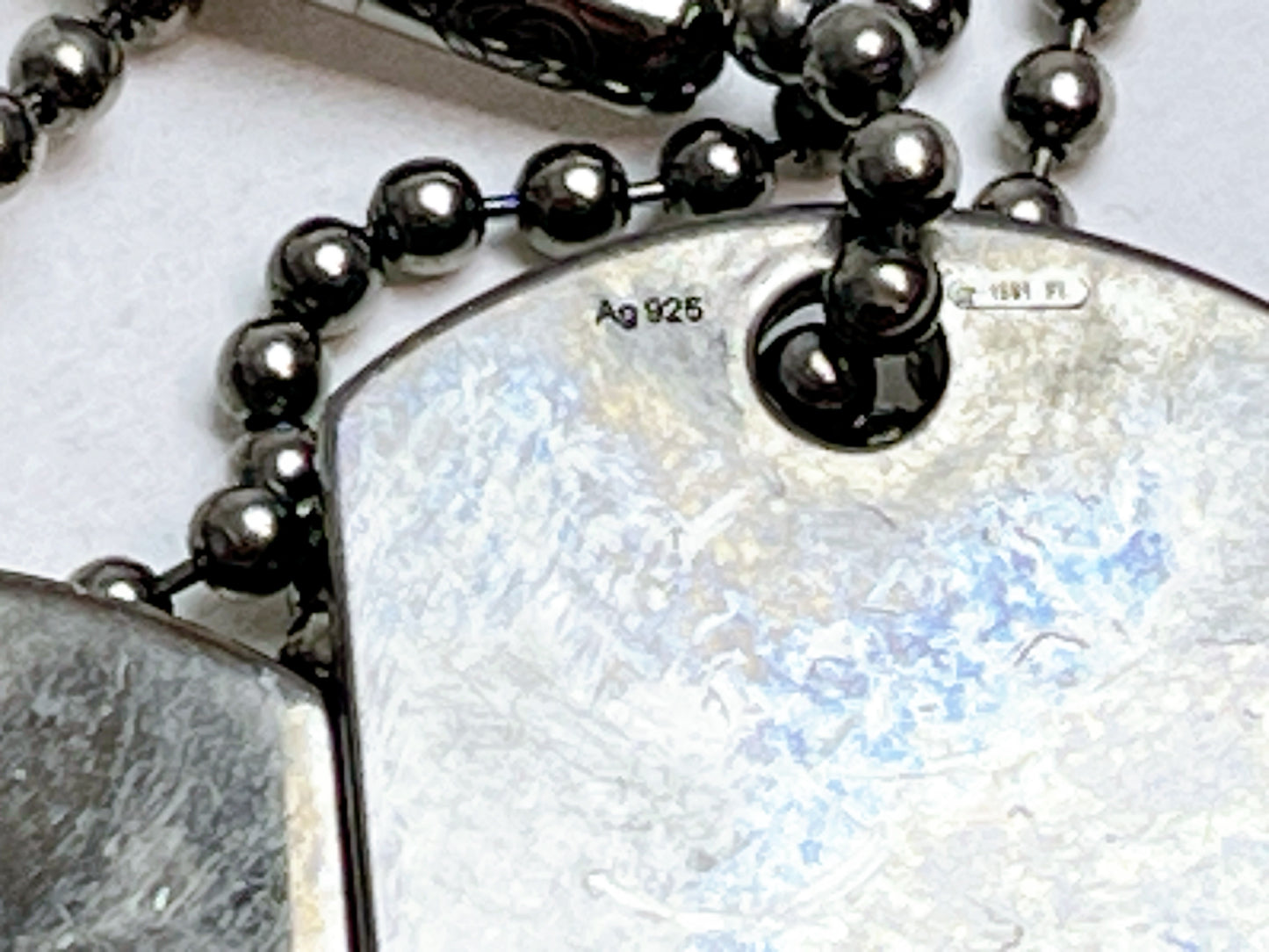 GUCCI Gucci Diamante Sima Double Dog Tag 925 Gunmetal Necklace