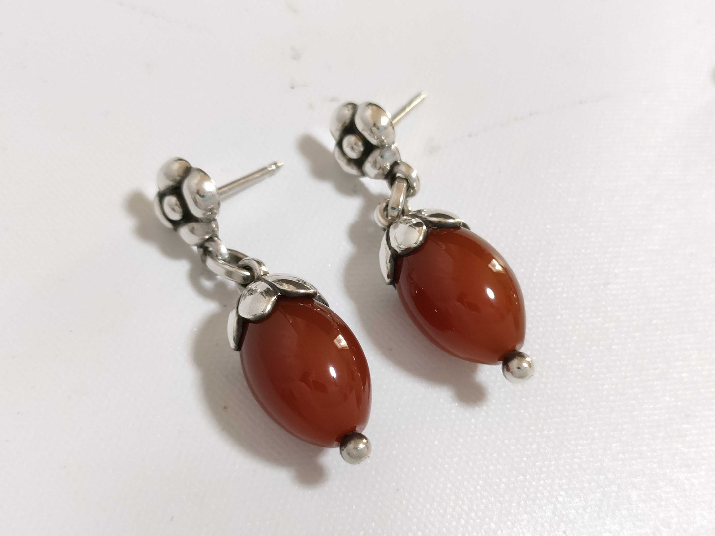 Georg Jensen GEORG JENSEN 4 Acorn Ecorn Carnelian Earrings 925 Set of 2 Accessories
