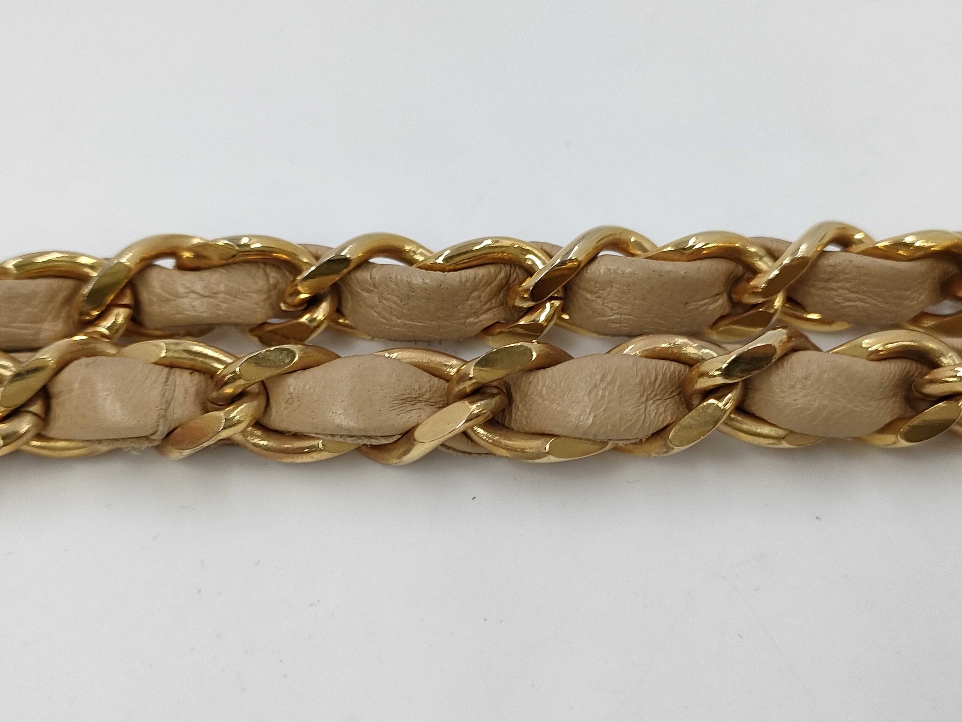 CHANEL Matlasse Lambskin Pushlock Full Flap Chain Beige Shoulder Bag