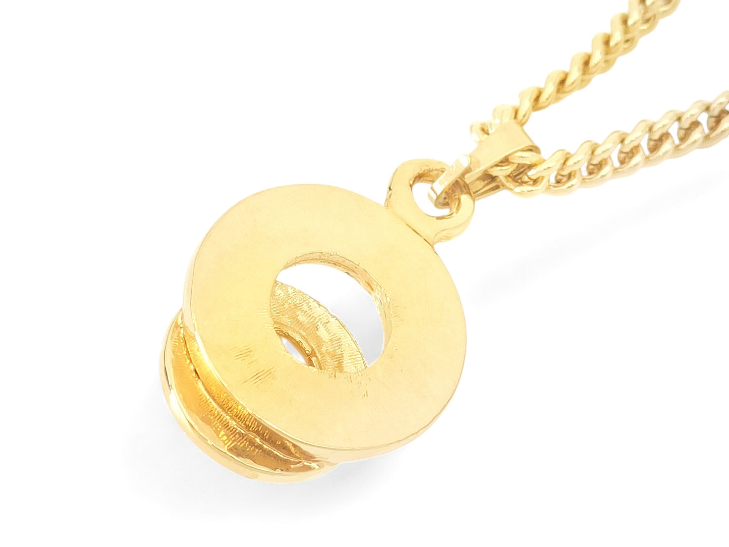 CELINE CELINE Gold Color Double Ring Fake Pearl Pendant Necklace 18.5g Necklace