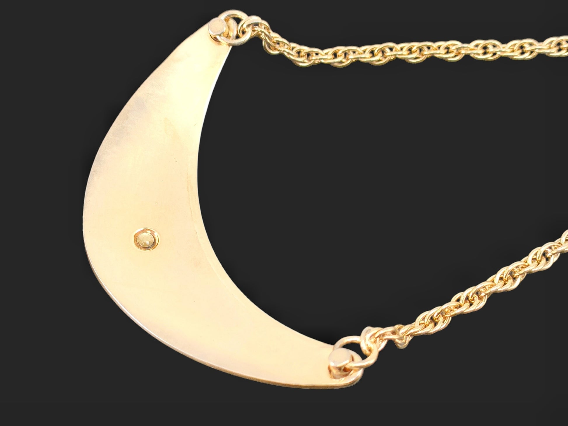 CELINE CELINE, Gold & Silver Color, Crescent Design, Triomphe, Choker, Necklace, 31.3g Necklace