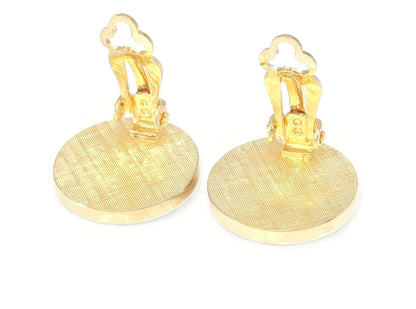 Yves Saint Laurent Yves Saint Laurent ・Gold & Silver Color, Rhinestones, Logo Mark, Earrings, 10.5g Earrings