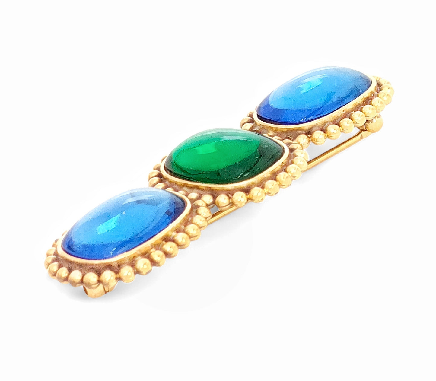 Yves Saint Laurent Yves Saint Laurent - Gold Color Multicolor Stone Brooch - 11.9g Brooch