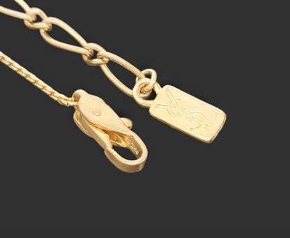 Yves Saint Laurent Yves Saint Laurent - Gold & Black Color - Rhinestone - Logo Design, Pendant - Necklace - 7.25g Necklace