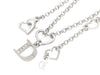 Dior Dior Silver Color Heart & Rhinestones Logo Necklace 6.2g Necklace